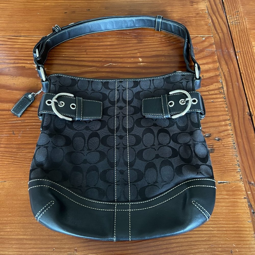 Coach Vintage Black Signature Crossbody Soho Handbag #3574 EUC